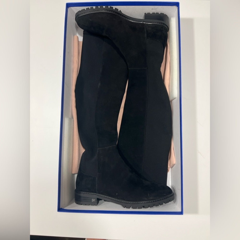 NEW Stuart Weitzman BLAck 50/50 Suede Over The Knee Boot Size 8